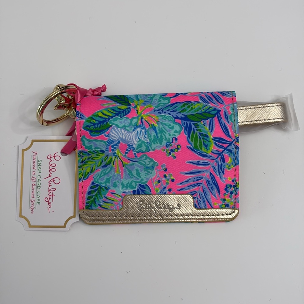 Lilly Pulitzer Snap ID Card Case Pink Isle Lil Earned Stripes #550902
